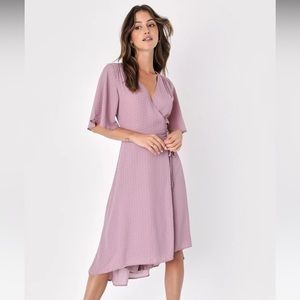 Lulus Farah Mauve Print Midi Dress